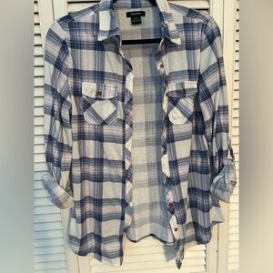 Tattoo Blue Plaid Button-Up Shirt
